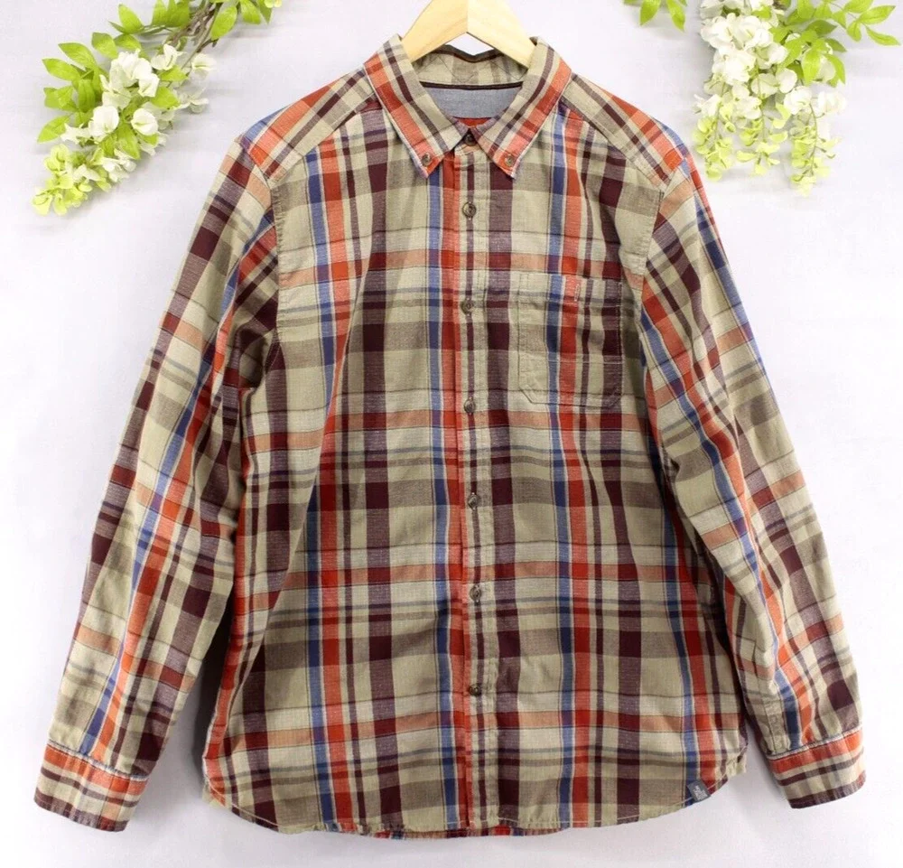 The North Face Sz L Men's Plaid Shirt Long Sleeve Button Down Lightweight Multi